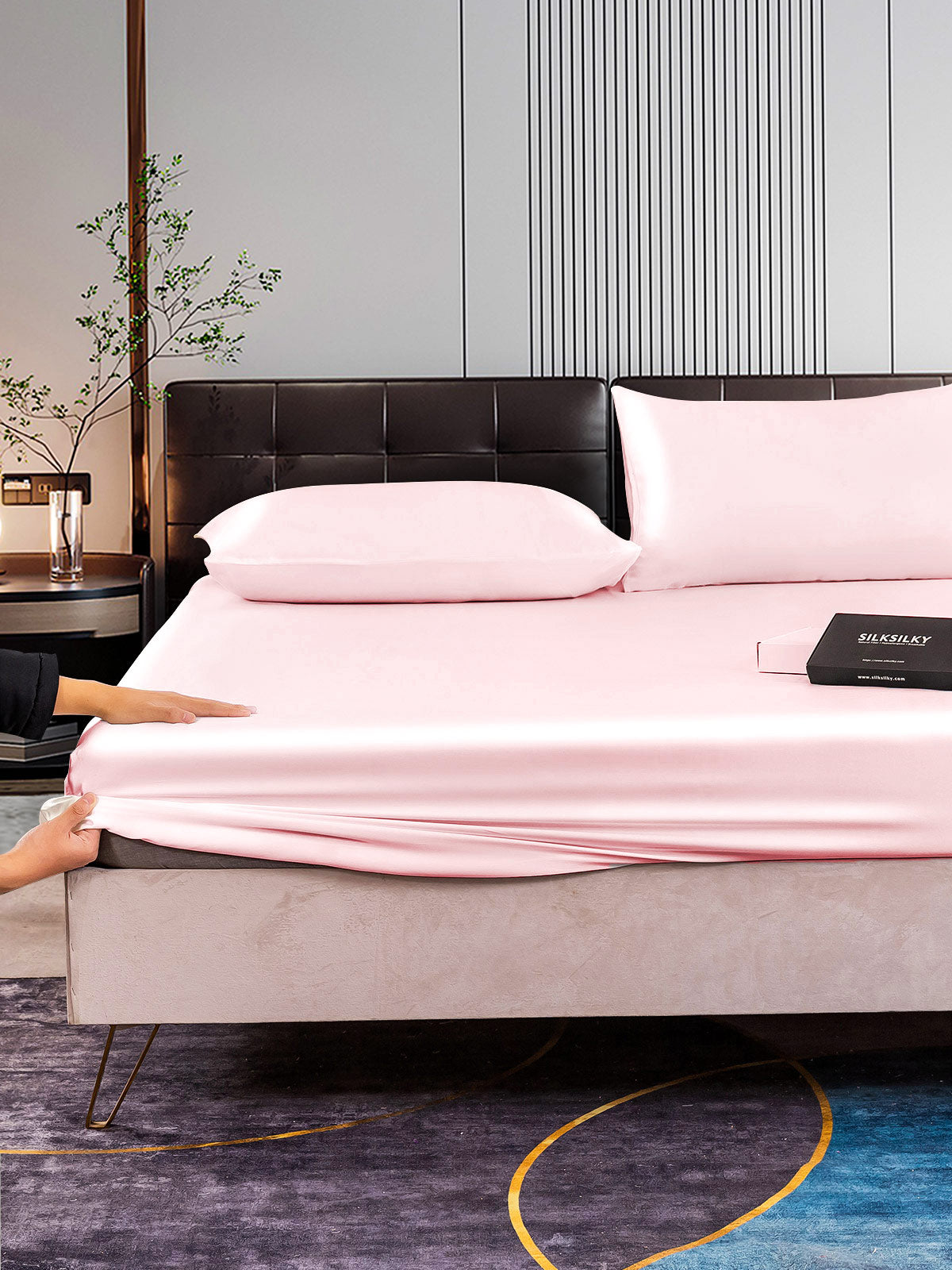 [Lyserød] SilkSilky-DK 22Momme Bedding Set 004