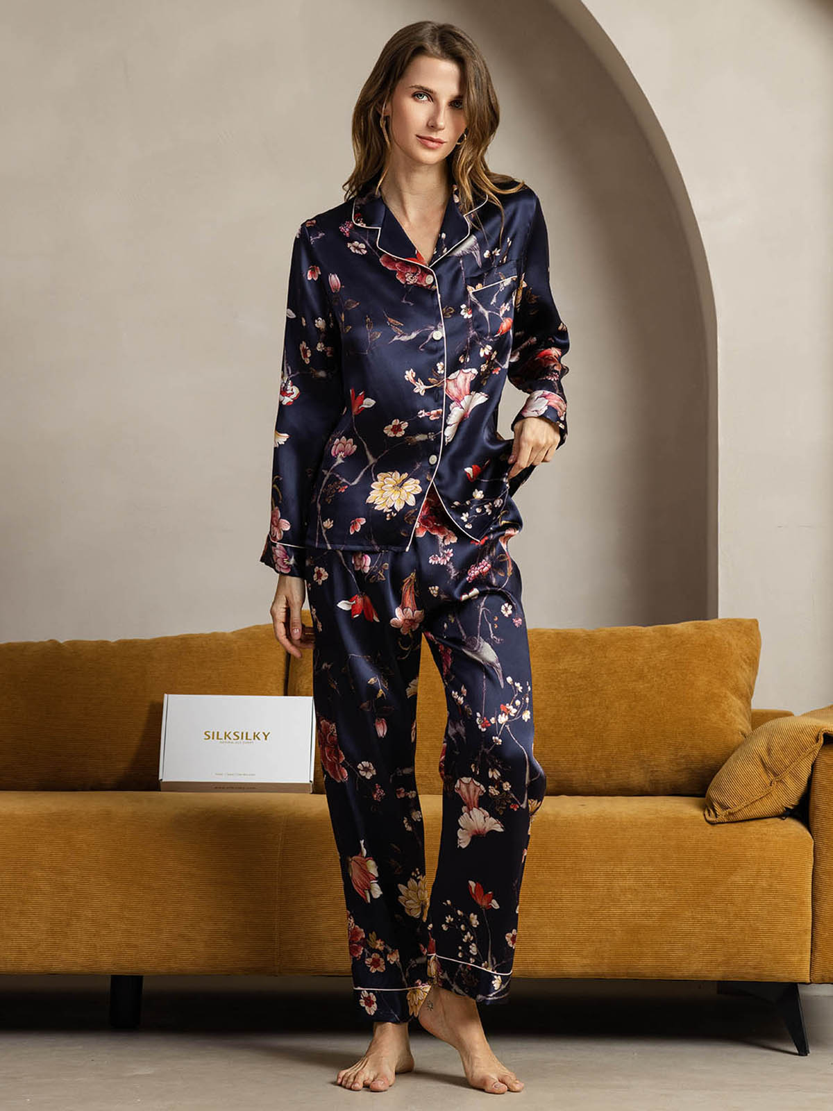 [Marine Blomster] SilkSilky-DK Womens Pajamas 004