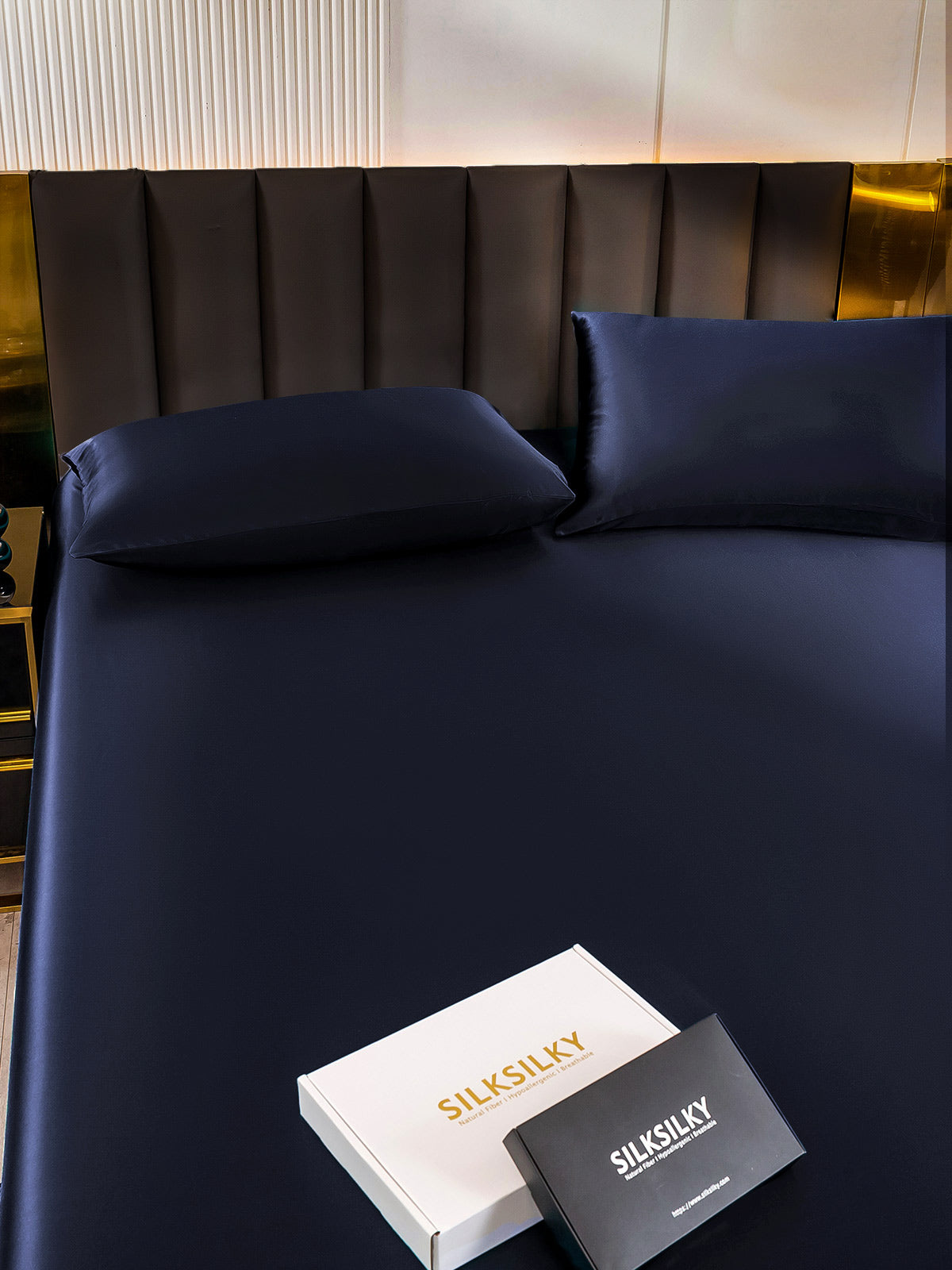 [Mørkeblå] SilkSilky-DK 22Momme Bedding Set 003