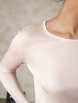 [Lys Pink] SilkSilky-DK Long Sleeve Round Neck Dame Lange Underbukser 007