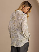 [Salvie Blomst] SilkSilky-DK Long Sleeve Lapel Collar Bluse 002