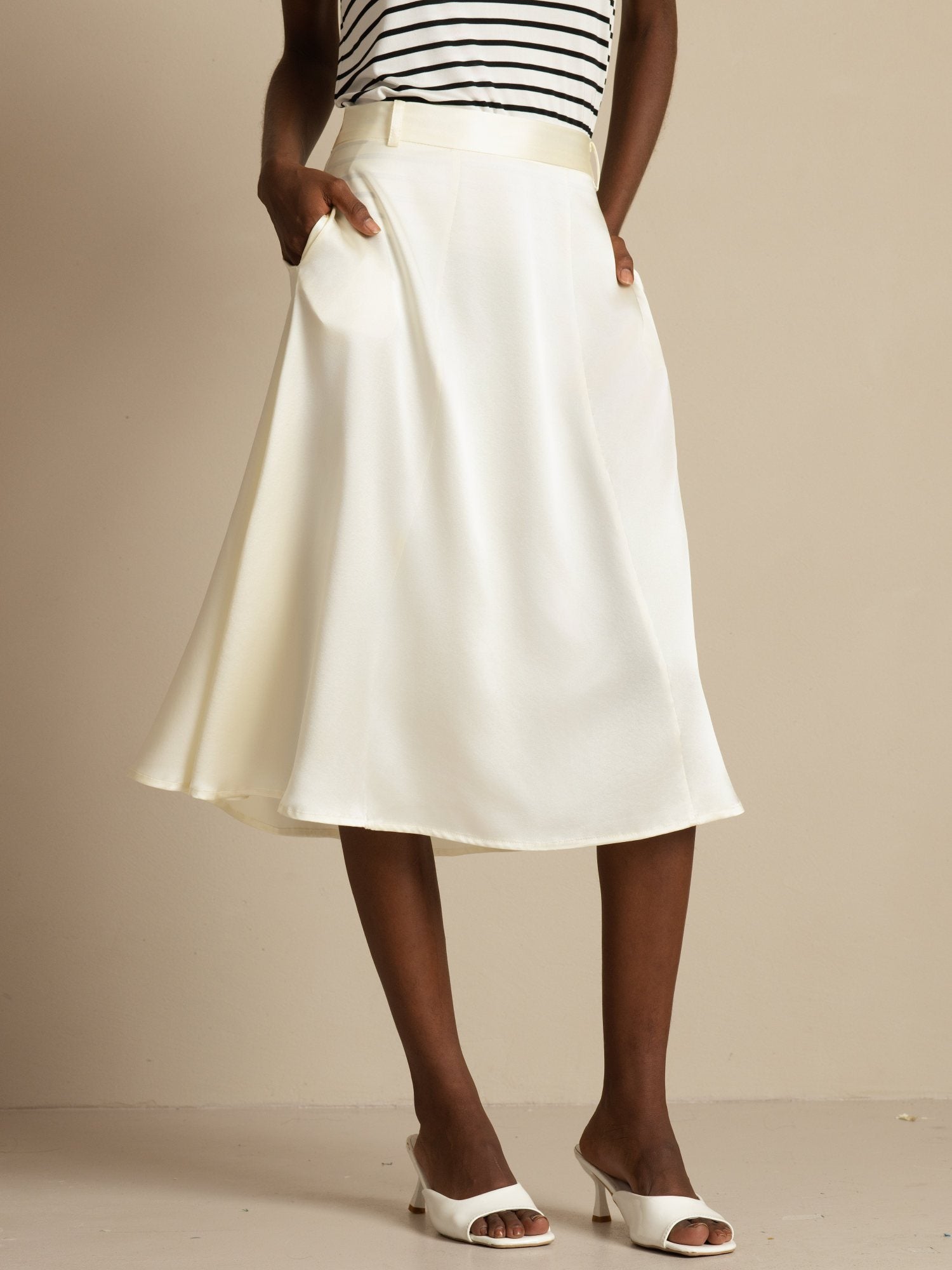 [Elfenben] SilkSilky-DK 19Momme Silke Skirt 001