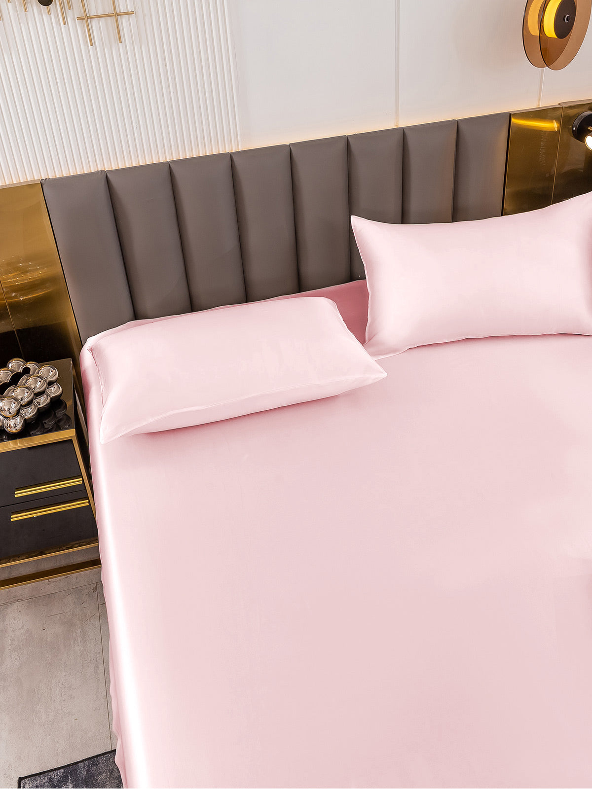 [Lyserød] SilkSilky-DK 19Momme Bedding Set 003