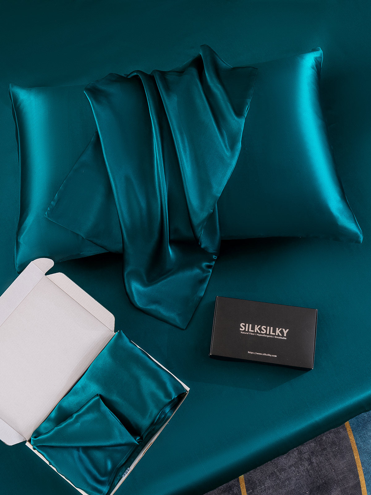 [Blågrøn] SilkSilky-DK 22Momme Pillowcase 006