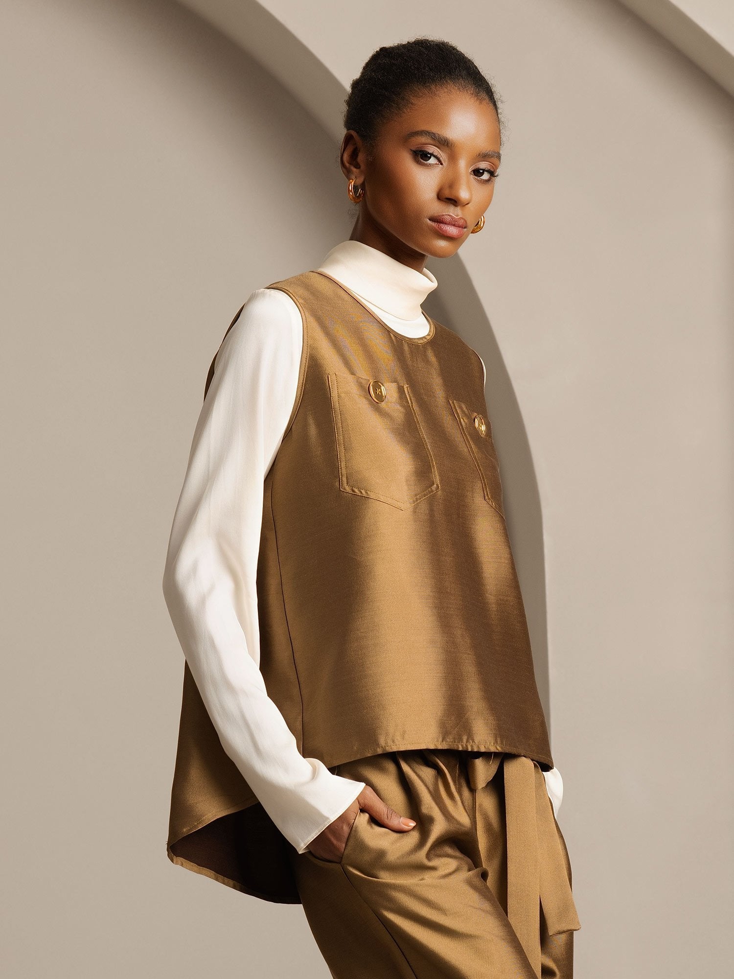 [Bronze] SilkSilky-DK 32Momme Silke Womens Vest 003,