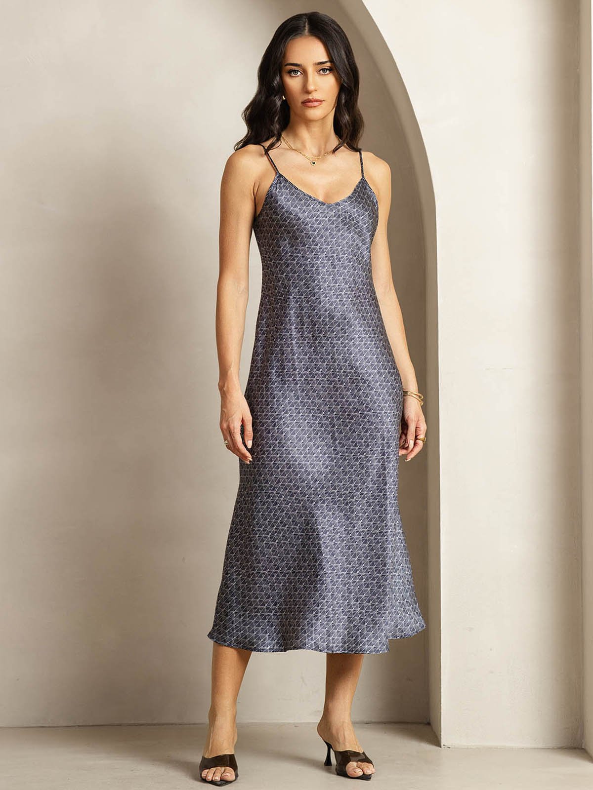 [Marine Ginkgo] SilkSilky-DK 19Momme Silke Dress 004