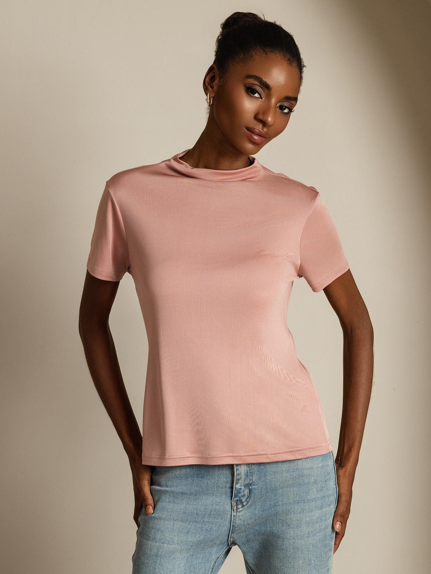 [Lyserød] SilkSilky-DK Silke Womens T-Shirt 008