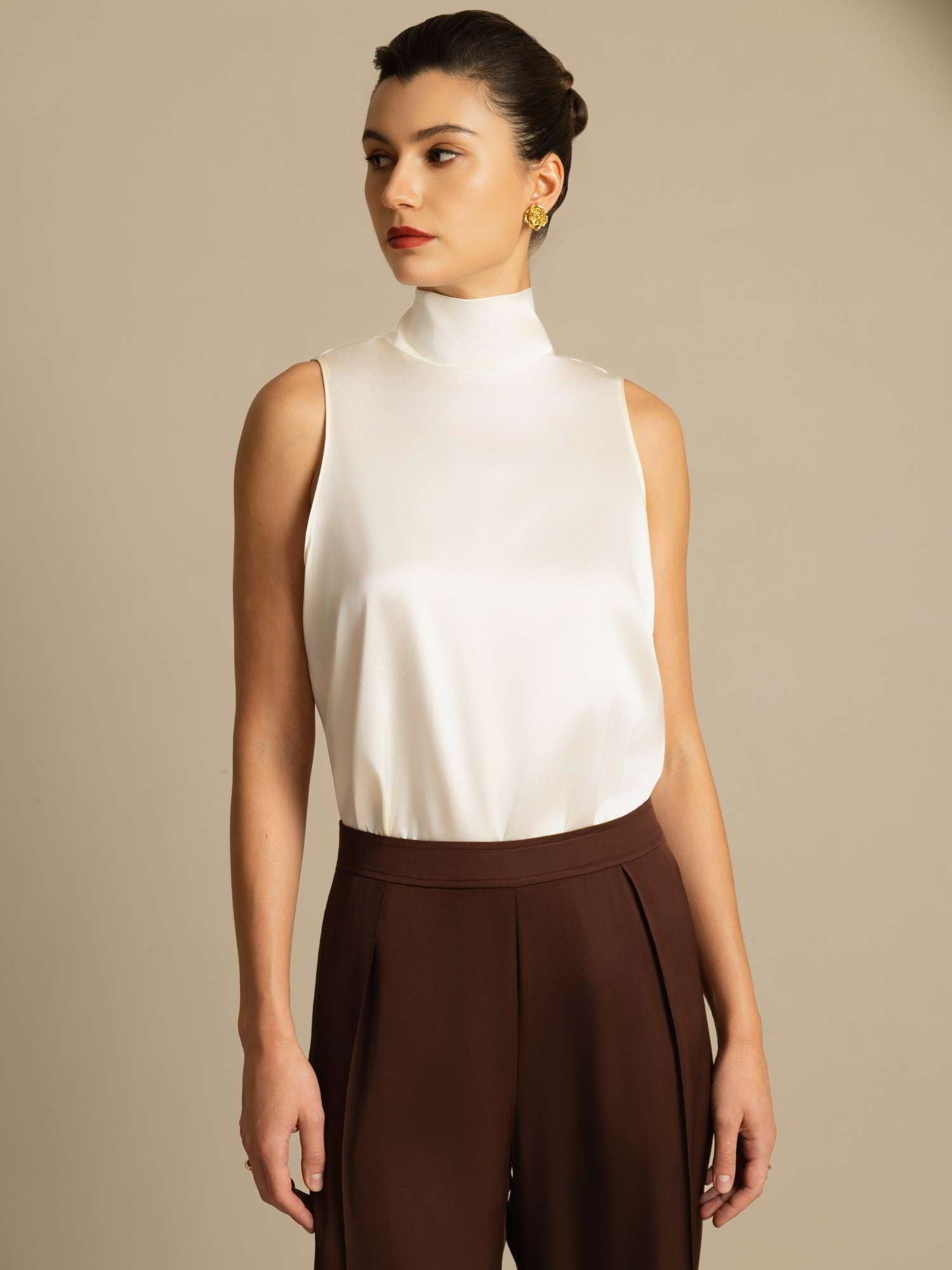 [Elfenben] SilkSilky-DK 19Momme Silke Blouse 003