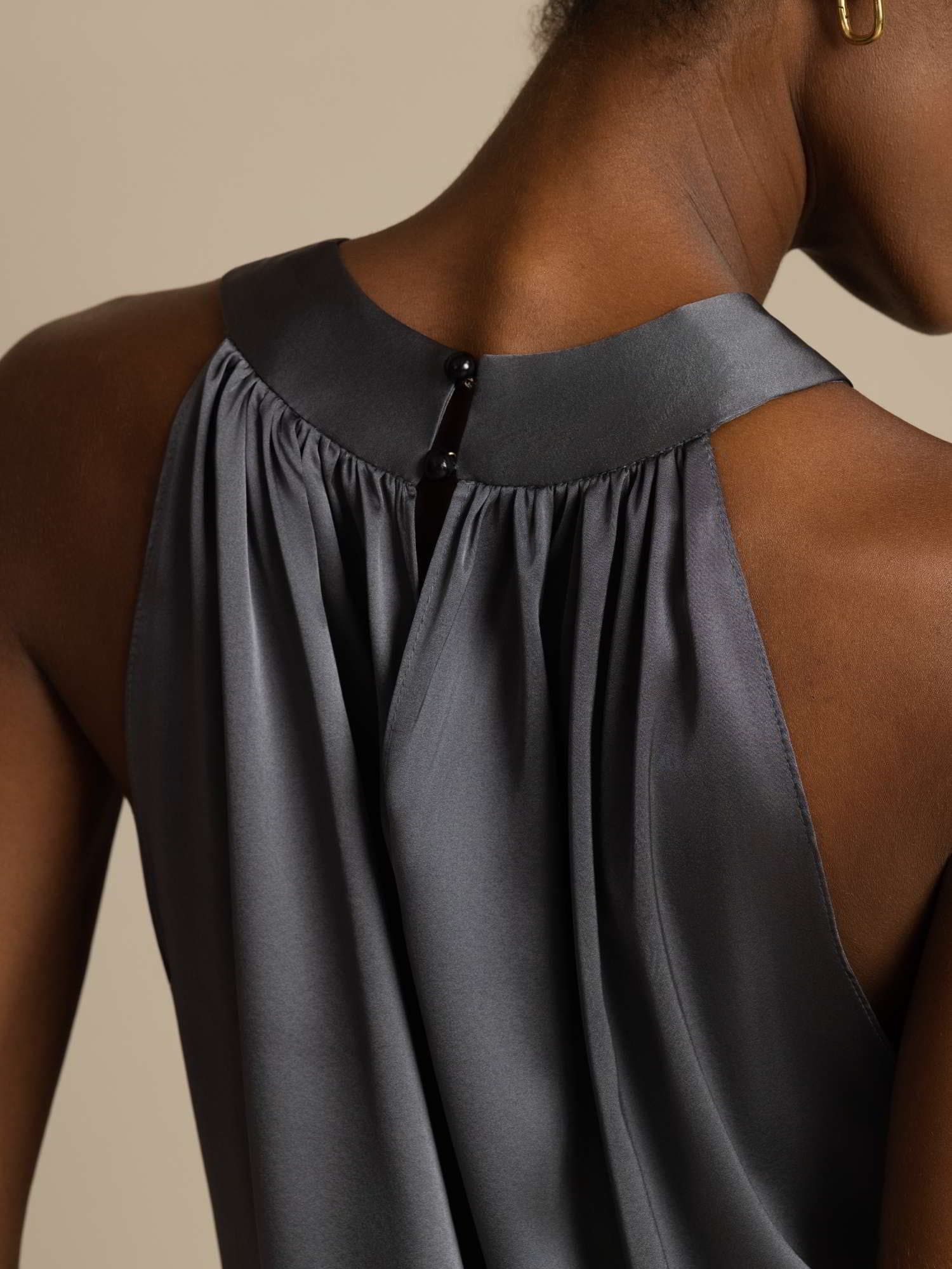 [Mørkegrå] SilkSilky-DK 19Momme Silke Womens T-Shirt 004