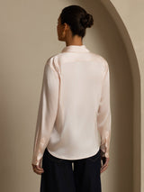 [Lys Pink] SilkSilky-DK Long Sleeve Lapel Collar Dameskjorte 002