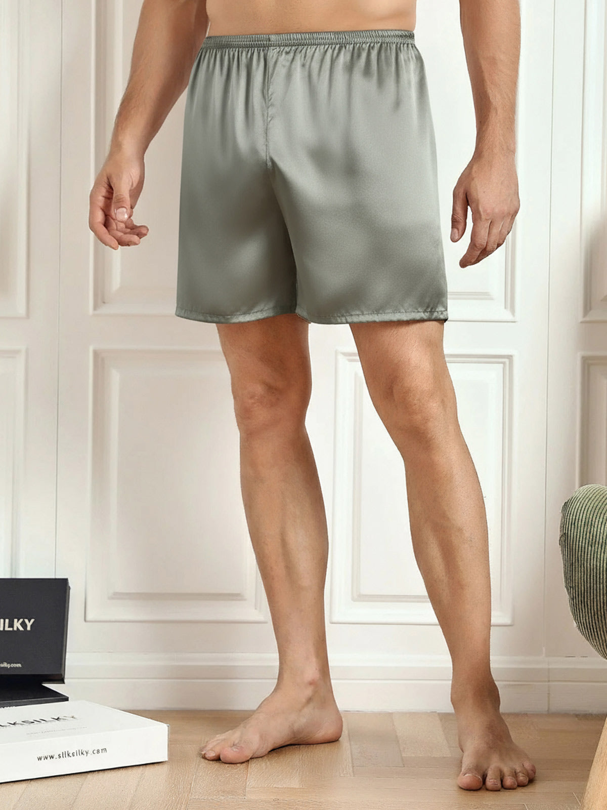 [Grågrøn] SilkSilky-DK Mens Sleep Bottoms 002