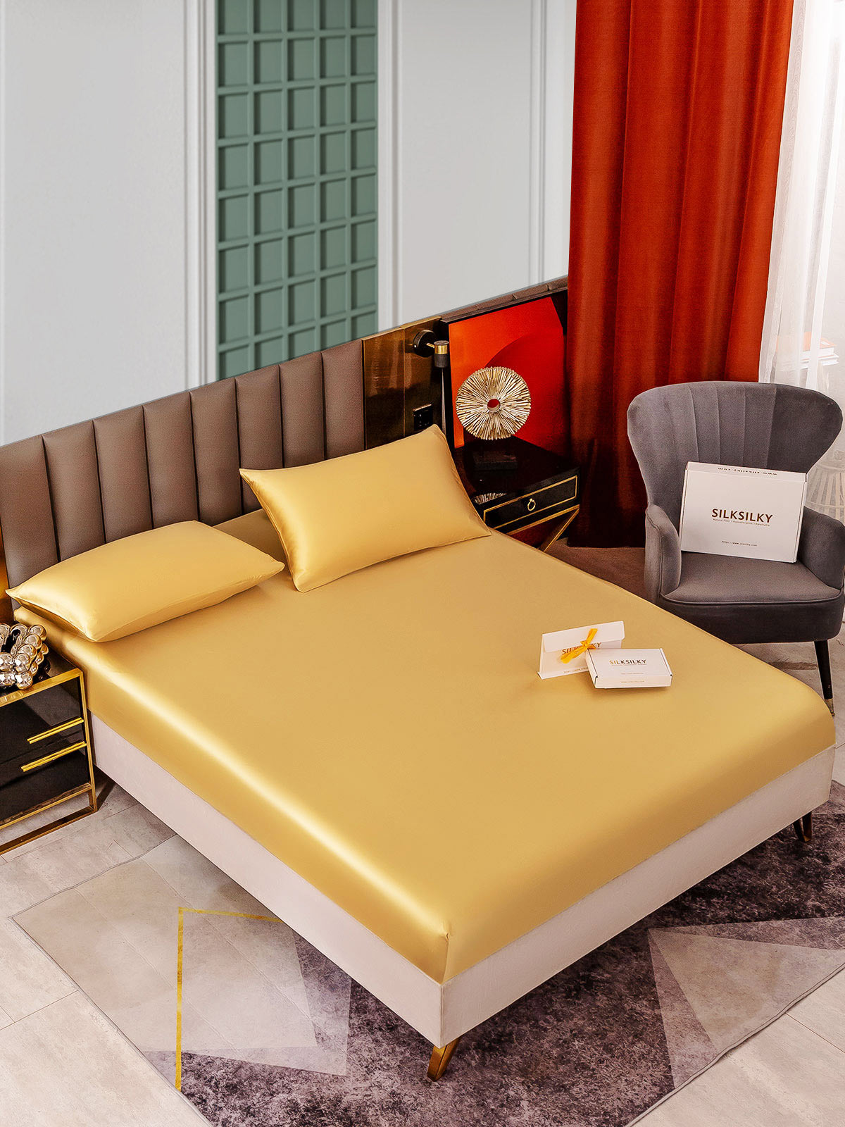 [Champagne] SilkSilky-DK 25Momme Bedding Set 001