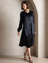 [Sort] SilkSilky-DK Long Sleeve Tie Neck Damebluser 005