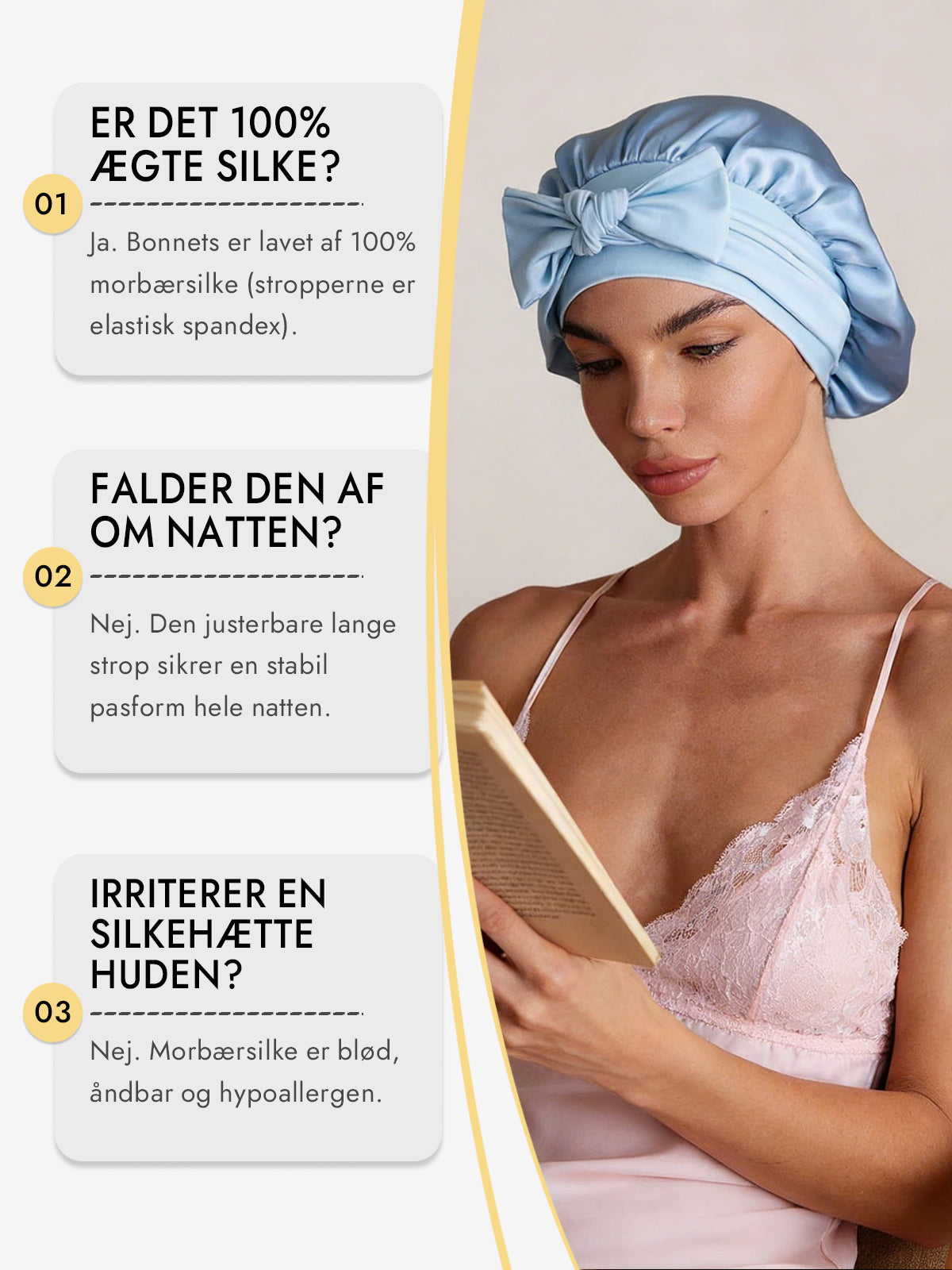 [Himmelblå] SilkSilky-DK Silke Sleep Cap 006