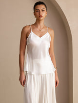 [Hvid] SilkSilky-DK Sleeveless V Neck Camisole Top 001