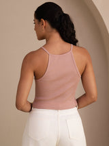 [Lyserød] SilkSilky-DK Sleeveless Crew Neck Camisole Top 002