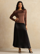 [Kaffe] SilkSilky-DK Long Sleeve Crew Neck T-shirt til kvinder 008
