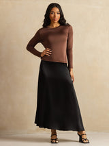 [Kaffe] SilkSilky-DK Long Sleeve Crew Neck T-shirt til kvinder 008