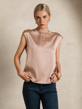 [Toscana] SilkSilky-DK Cap Sleeve Round Neck T-shirt til kvinder 006