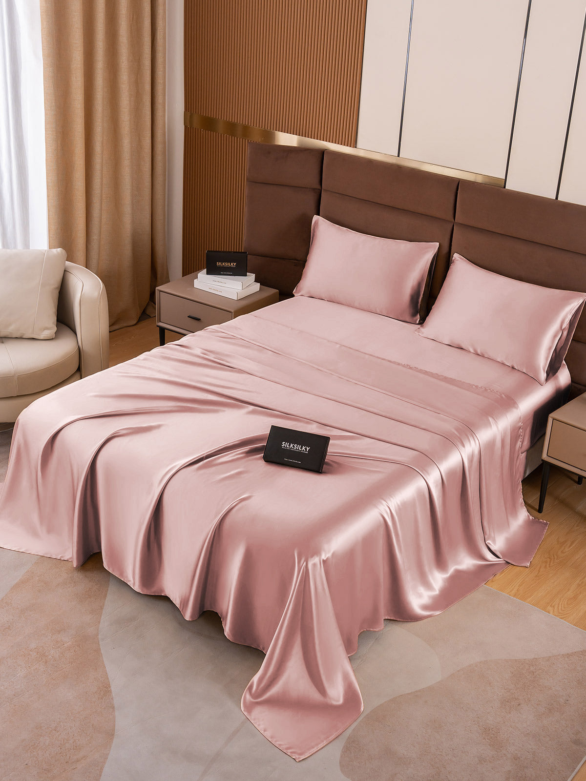 [Bleg Mauve] SilkSilky-DK 19Momme Bedding Set 001