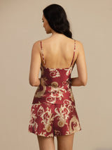 [Vinrød Drage] SilkSilky-DK Sleeveless V Neck Camisole Sæt 002