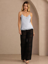 [Gråblå] SilkSilky-DK V Neck Camisole Top 007