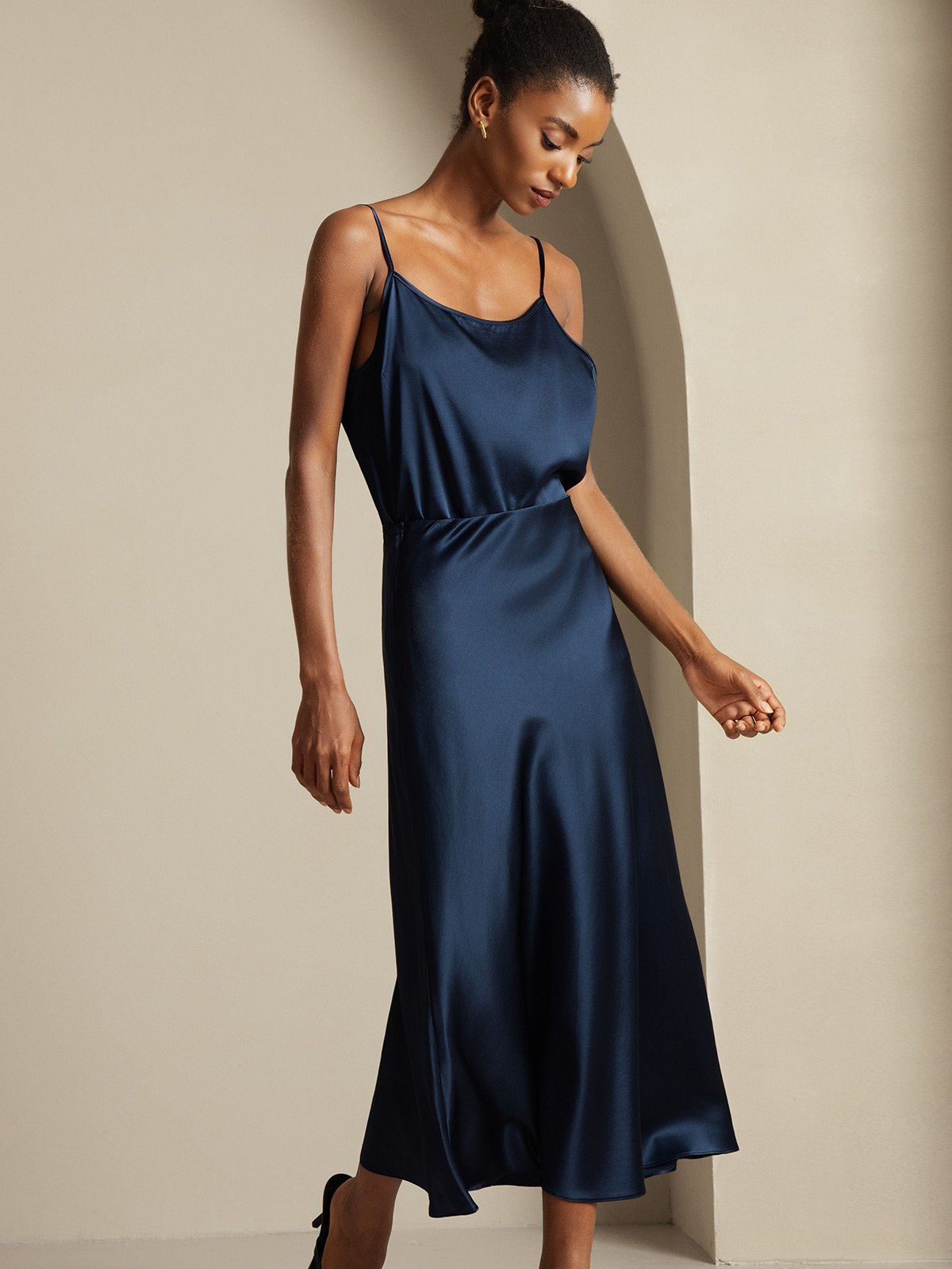 [Mørkeblå] SilkSilky-DK 19Momme Silke Womens Outfit Sets 006,