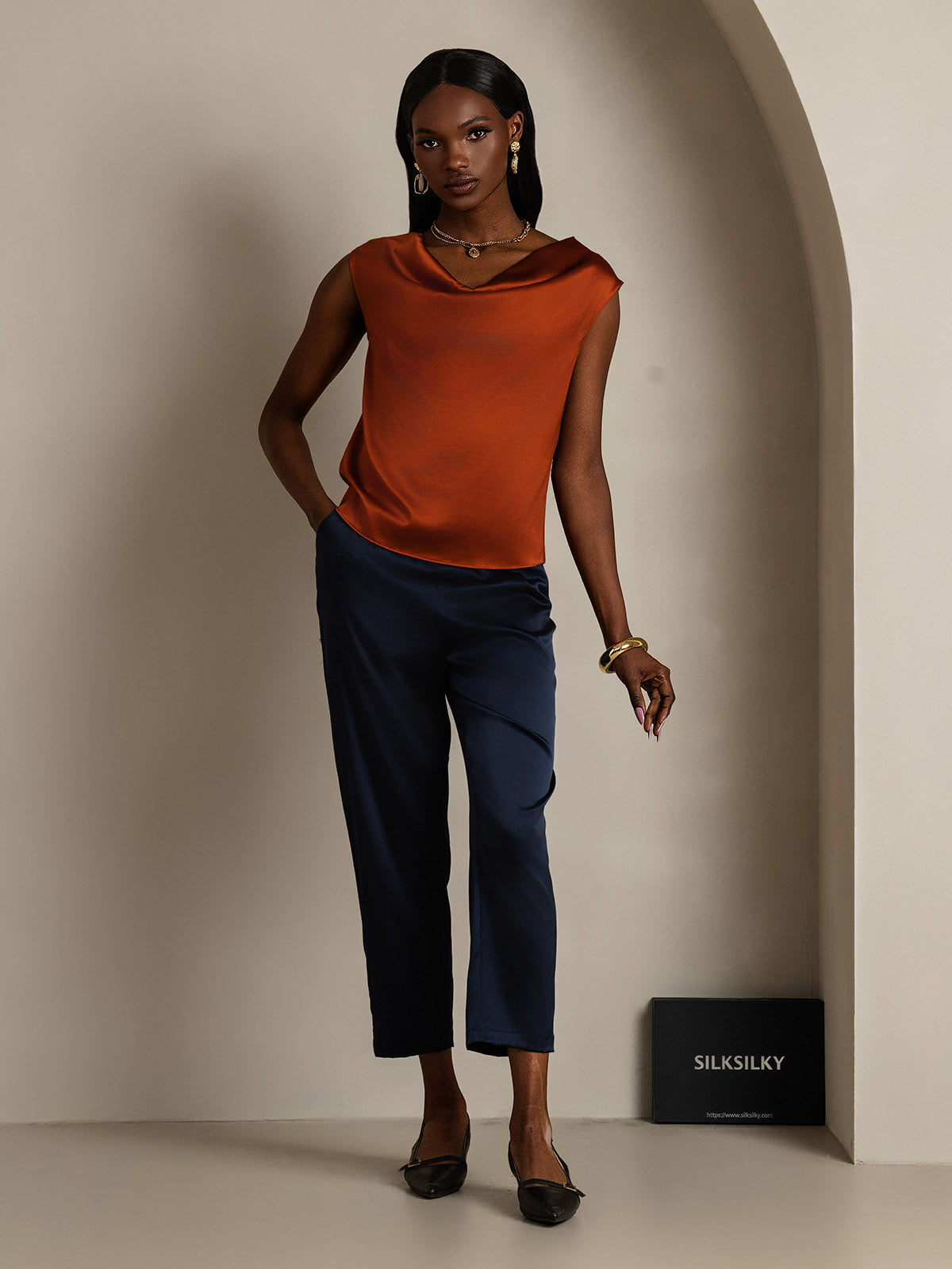 [Karamel] SilkSilky-DK 19Momme Silke Womens T-Shirt 007