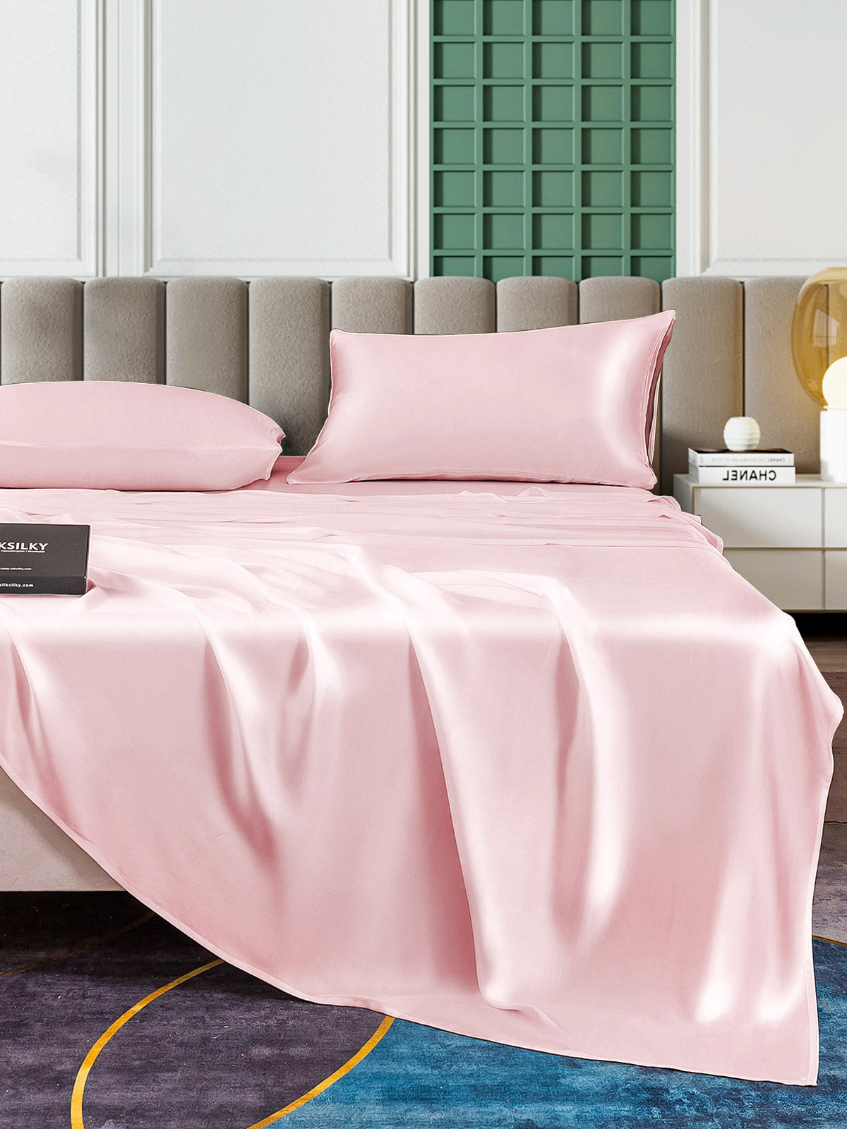 [Lyserød] SilkSilky-DK 25Momme Bedding Set 004