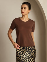[Kaffe] SilkSilky-DK Short Sleeve V Neck T-shirt til kvinder 007