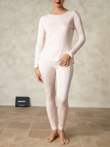 [Lys Pink] SilkSilky-DK Long Sleeve Round Neck Dame Lange Underbukser 005