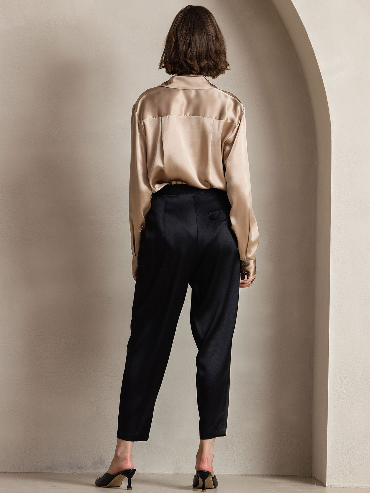 [Champagne] SilkSilky-DK Silke Long Sleeve Collar Dameskjorte 004