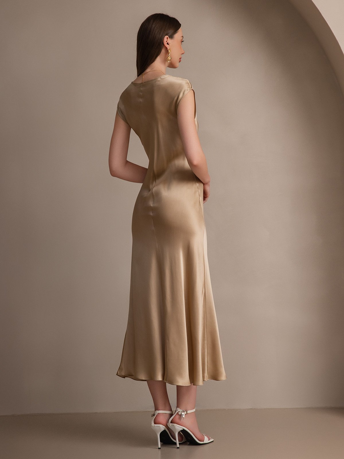 [Champagne] SilkSilky-DK 19Momme Silke Dress 002