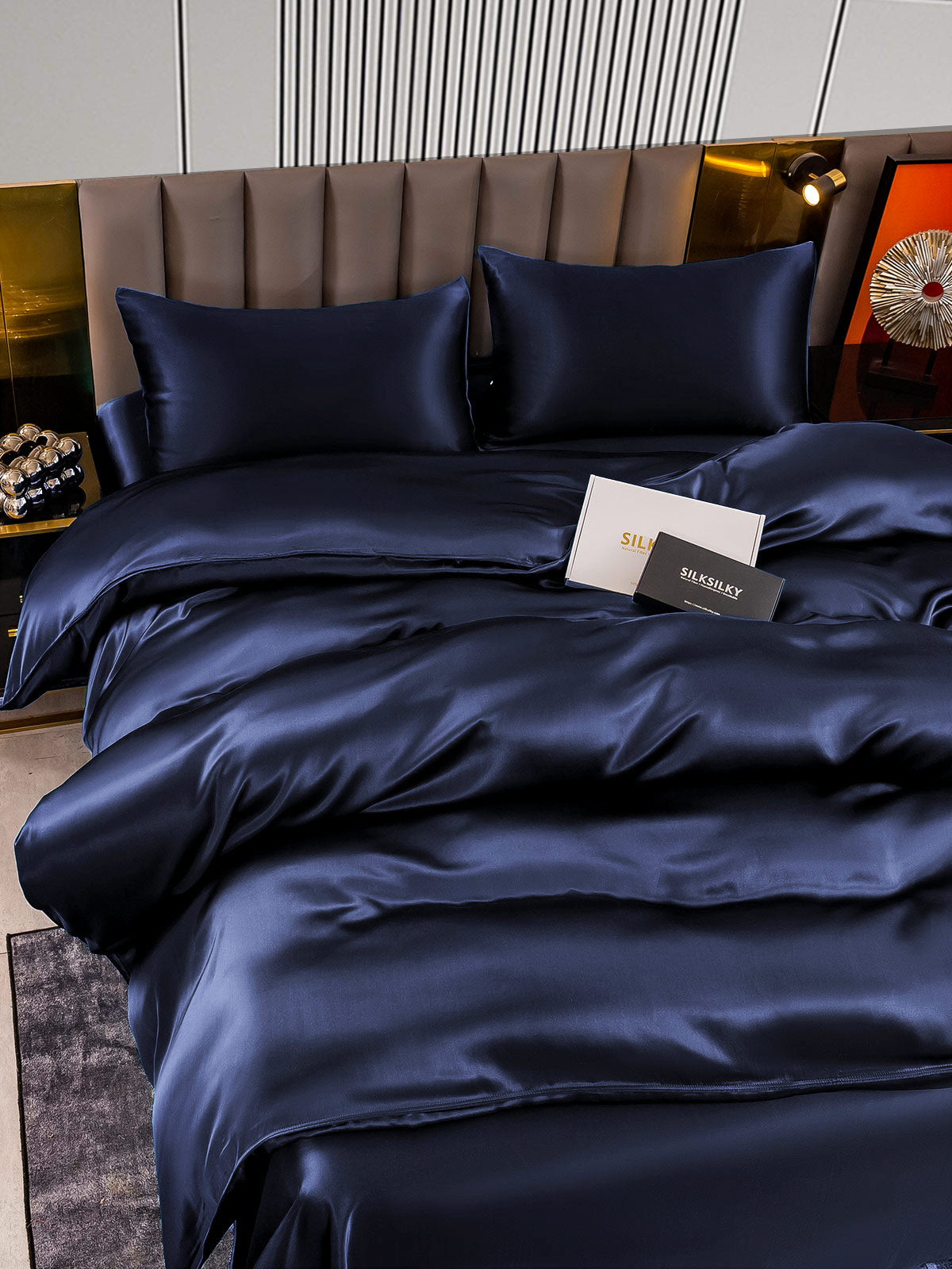 [Mørkeblå] SilkSilky-DK 22Momme Bedding Set 004