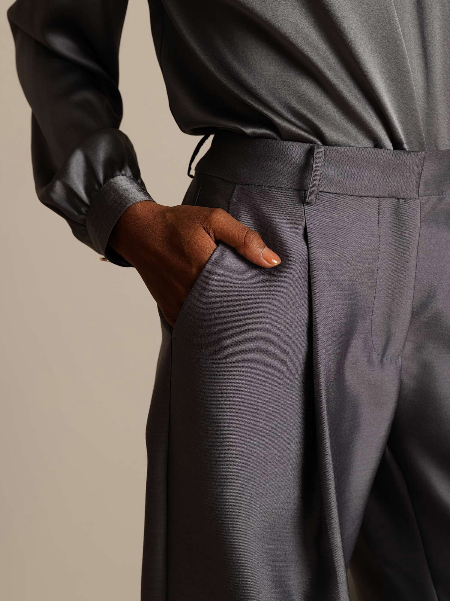 [Grå] SilkSilky-DK 32Momme Silke Womens Pants 004,