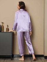 [Lavendel] SilkSilky-DK Langærmet Notchkrage Dame Pyjamas 002