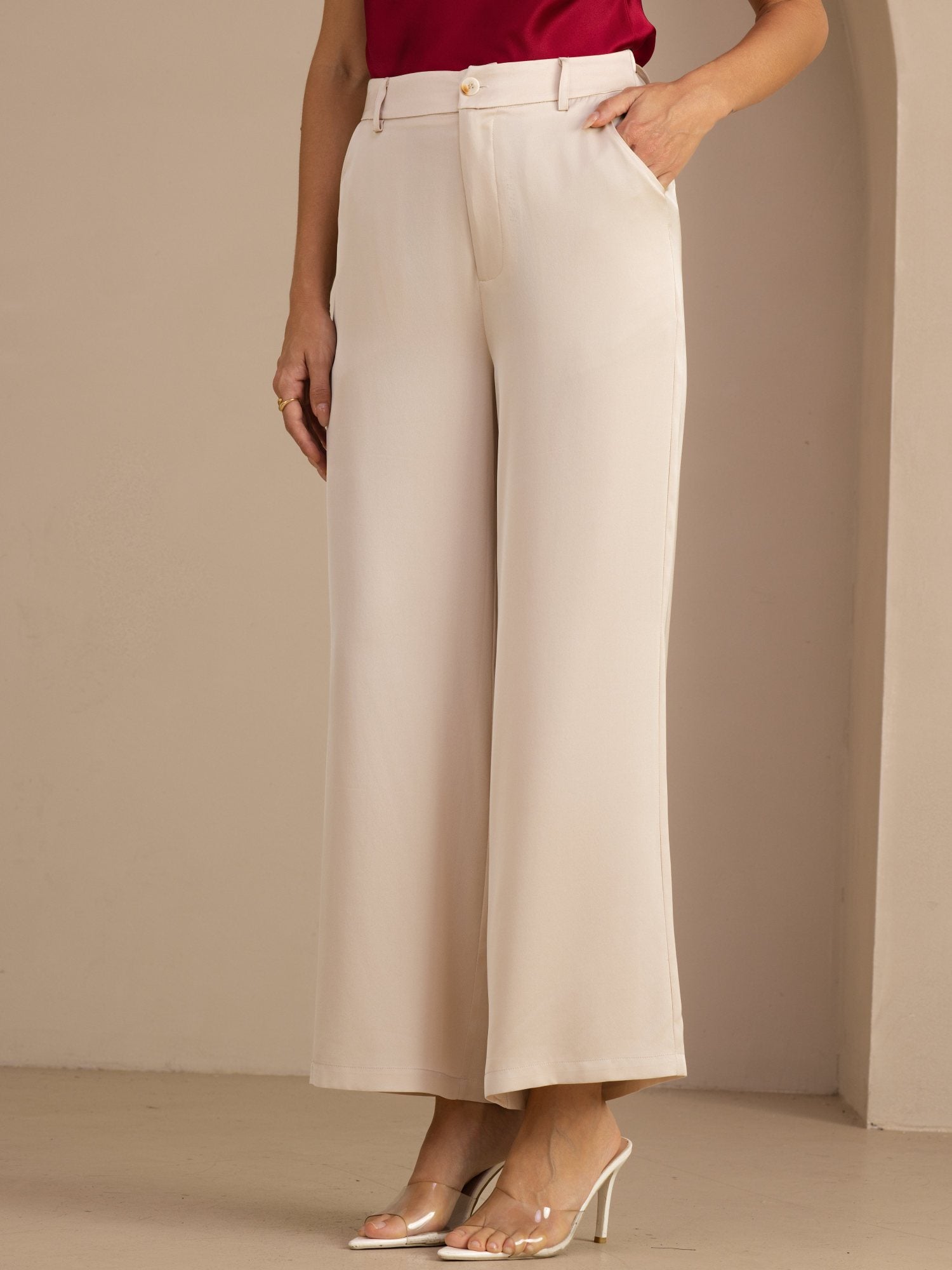 [Beige] SilkSilky-DK Womens Pants 001