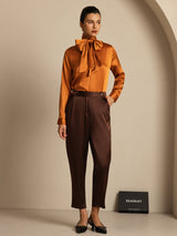 [Mørk Chokolade] SilkSilky-DK 19Momme Silke Womens Pants 006