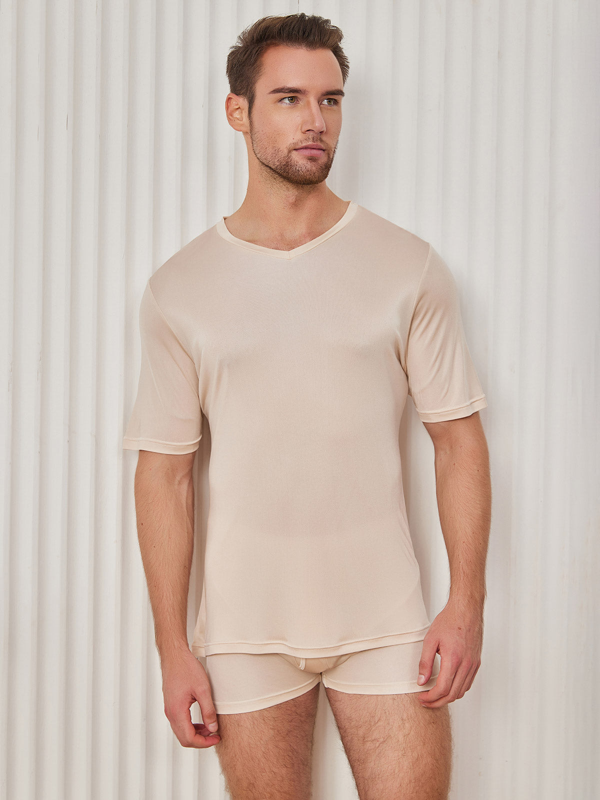 SilkSilky-DK Mens T-Shirt Beige 004