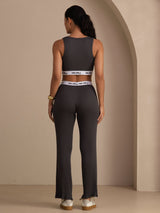 [Grå] SilkSilky-DK Sleeveless Crew Neck Women's Outfit Sets 002