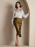 SilkSilky-DK 19Momme Skirt Brun 003