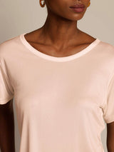 [Lys Pink] SilkSilky-DK Kort ærme Rund Hals T-shirt til kvinder 004
