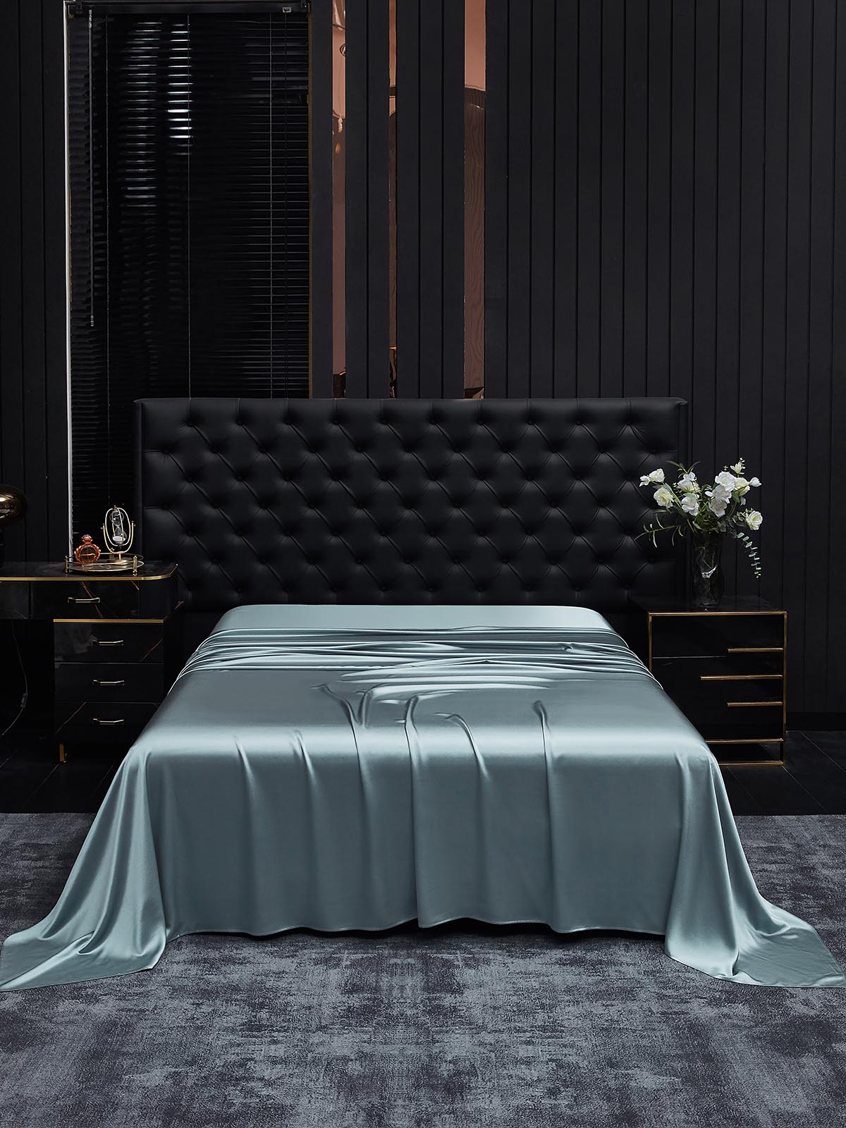 [Gråblå] SilkSilky-DK 19Momme Sheet 002