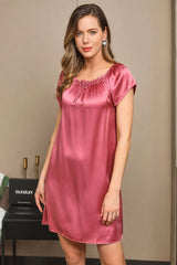 [Bleg Mauve] SilkSilky-DK Cap Sleeve Square Neck Natkjole 006