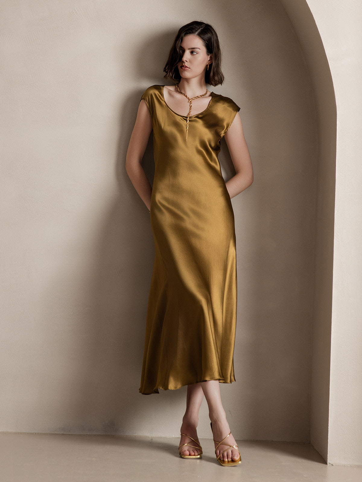 [Brun] SilkSilky-DK 19Momme Silke Dress 008
