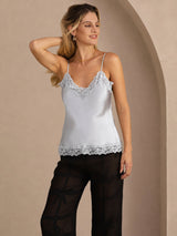 [Gråblå] SilkSilky-DK V Neck Camisole Top 001