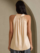 [Champagne] SilkSilky-DK Sleeveless Halter T-shirt til kvinder 002