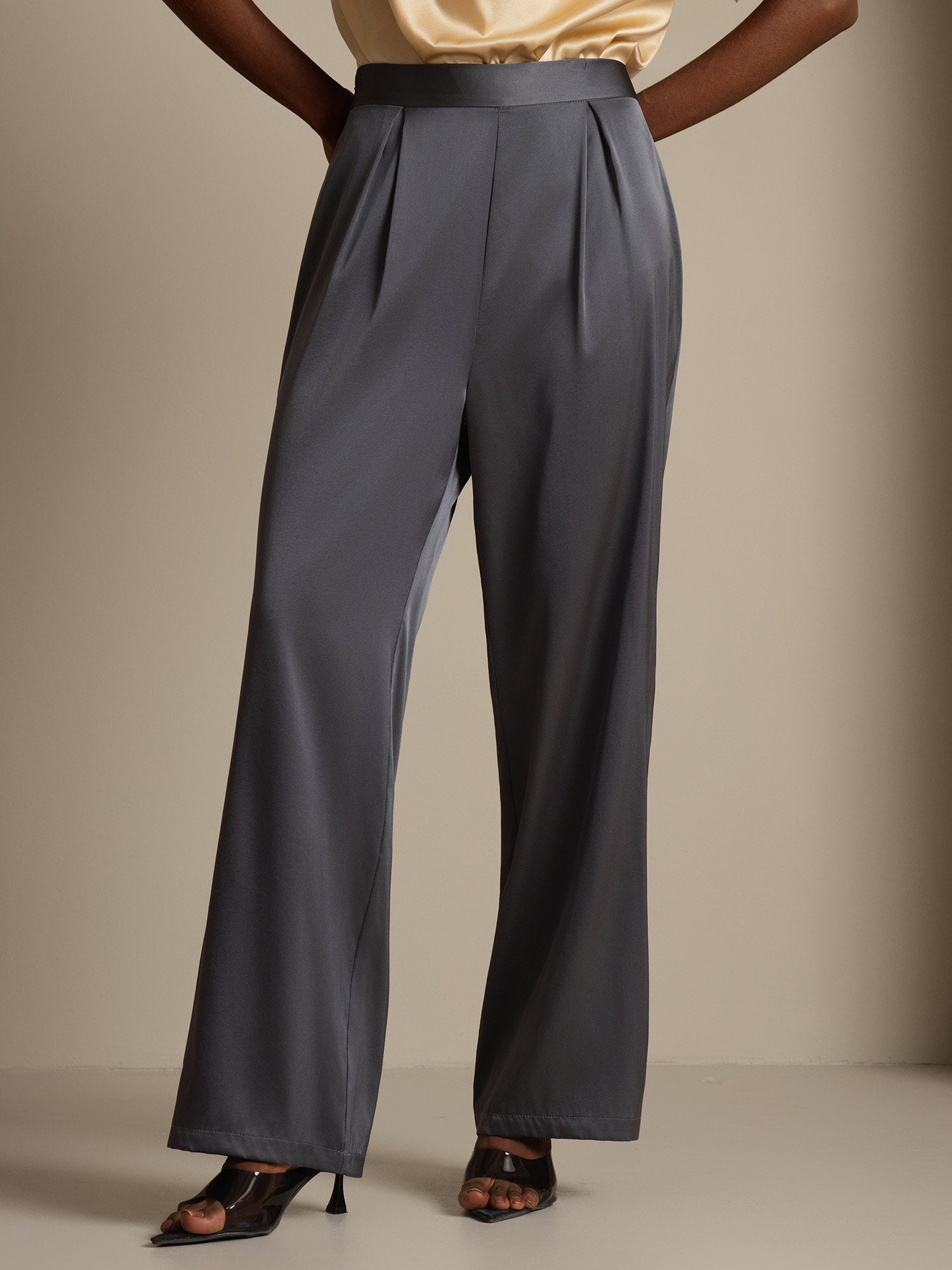 [Mørkegrå] SilkSilky-DK 19Momme Silke Womens Pants 001,