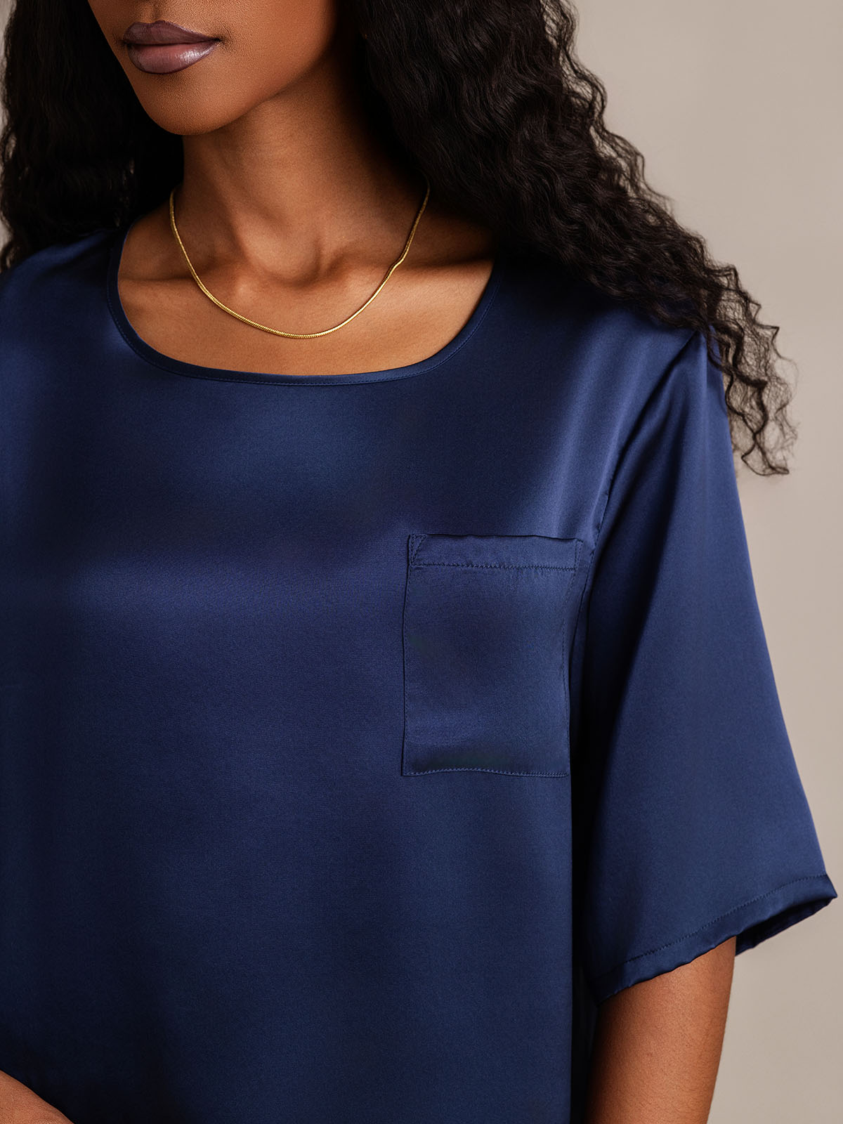 [Mørkeblå] SilkSilky-DK Womens Pajamas 008