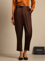 [Mørk Chokolade] SilkSilky-DK 19Momme Silke Womens Pants 001